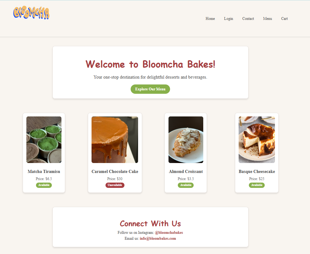Bloomcha Bakes Website Prototype